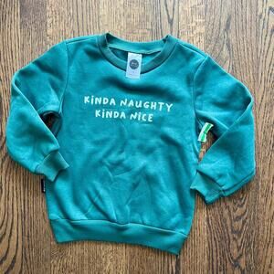 New Dot Australia Naughty & Nice Unisex Cozy Green Holiday Sweatshirt - 5